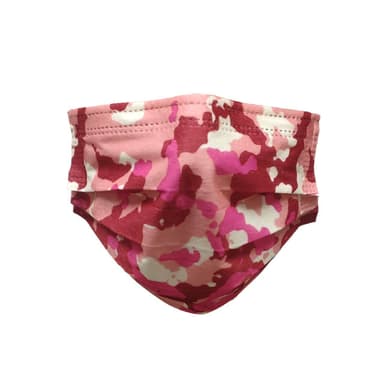Mascarilla Desechable Adulto Triple Camuflaje Con Elástico Y Clip Nasal Rosa 50 unidades
