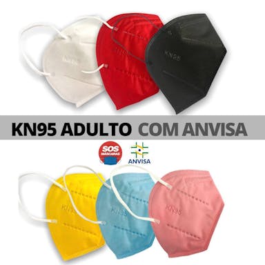 Máscara Kn95 Adulta Nacional com Anvisa 5 Camadas de Proteção Embaladas 1 em 1