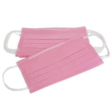 Adult Triple Disposable Mask With Elastic and Pink Nasal Clip 50 Units Imported